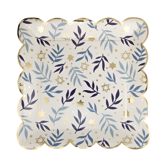 Stars & Branches Scalloped Square Paper Plates