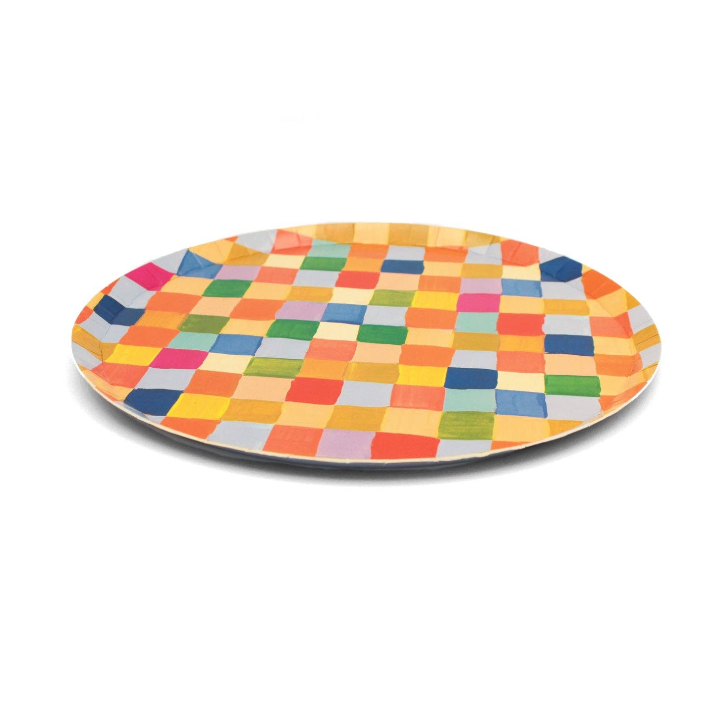 Painted Checker Dinner Plates Set