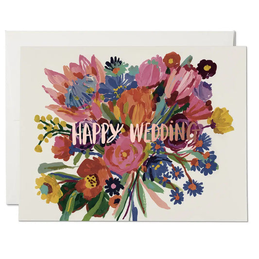 Happy Wedding Flowers Wedding Card