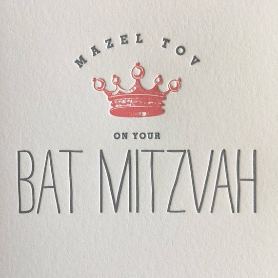Pink Bat Mitzvah Crown Card
