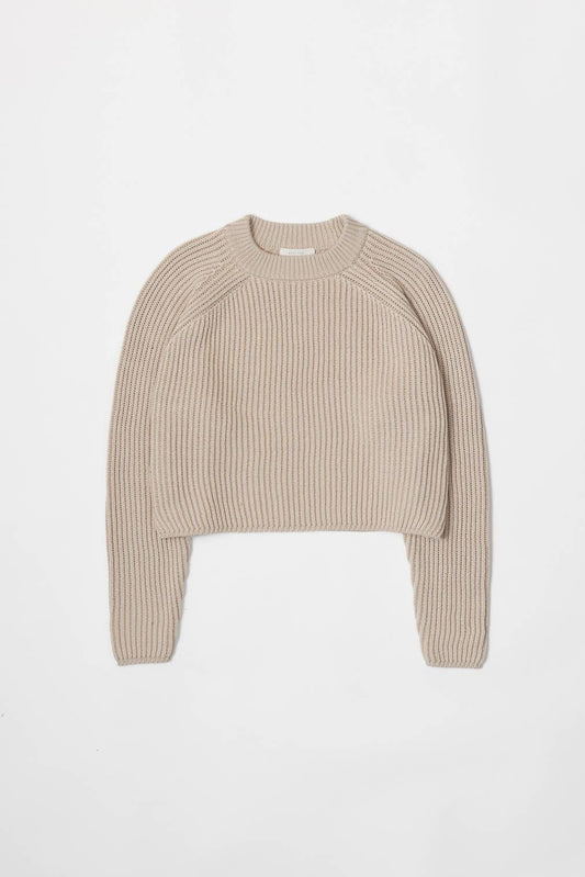 Devin Two Tone Cropped Ribbed Sweater