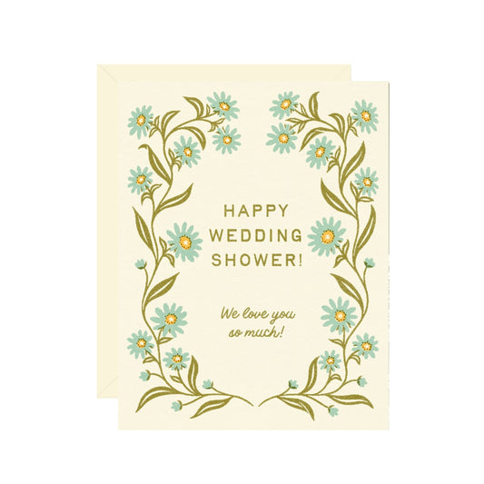 Blue Daisy Flowers Wedding Shower Card