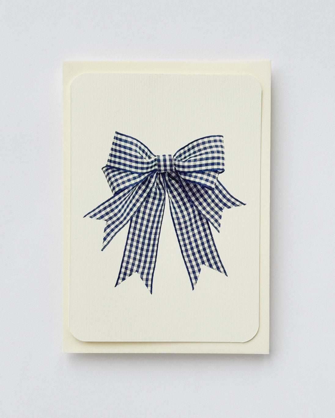 Double Tail Blue Gingham Bow Birthday Card
