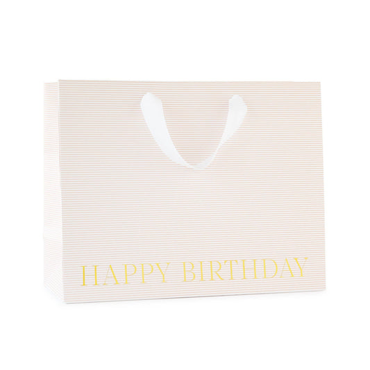 Large Rose Pinstripe Happy Birthday Gift Bag