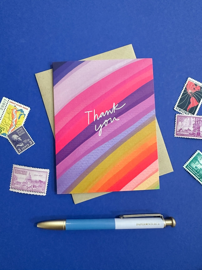 Colorful Stripes Thank You Card