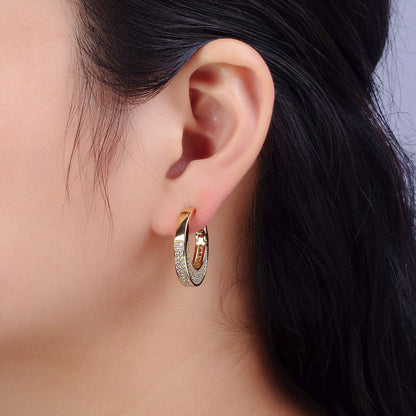 CZ Wide Hoop Earrings