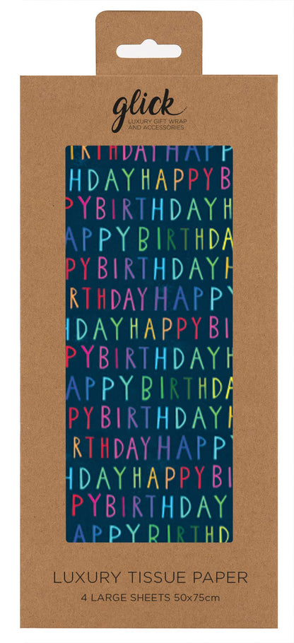 Happy Birthday Navy Tissue Paper Pack