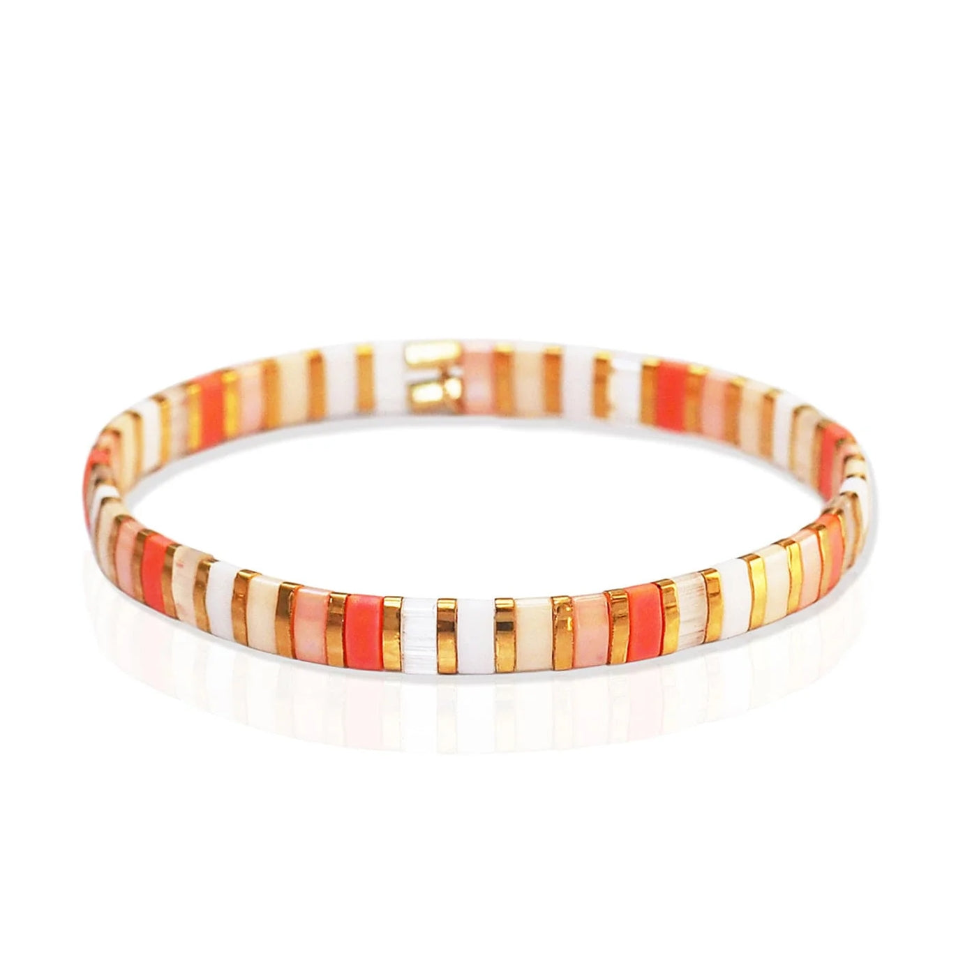 Marbelized Tila Beaded Stretch Bracelet
