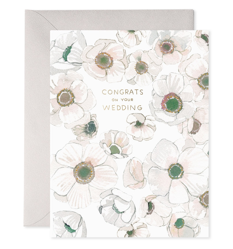 White Flower Wedding Card