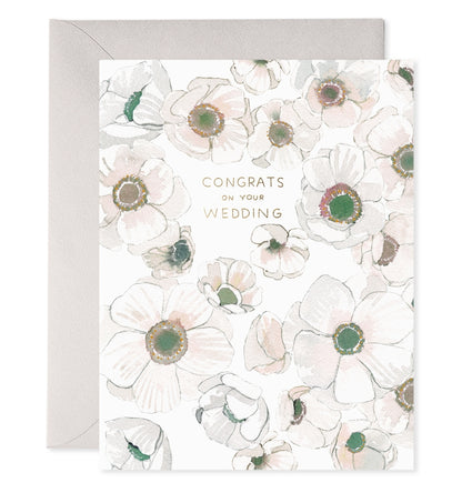 White Flower Wedding Card