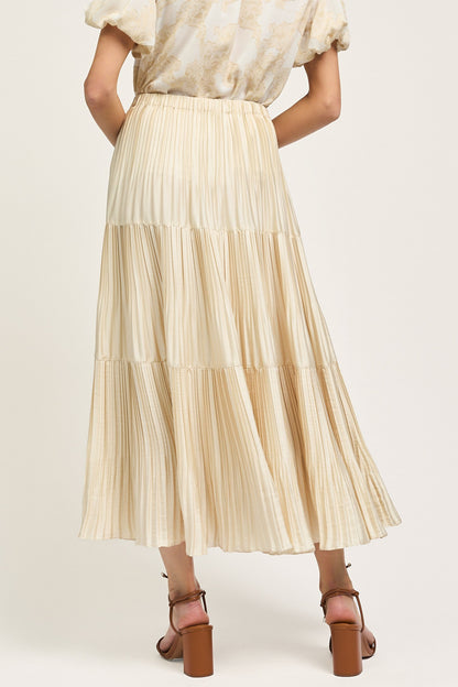 Pleated Tiered Midi Skirt