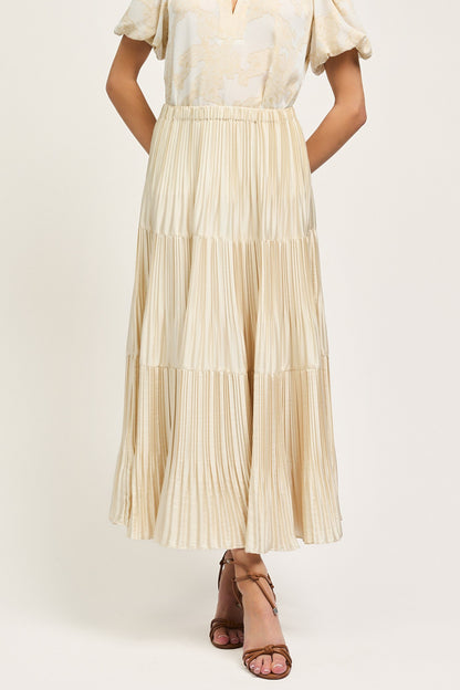 Pleated Tiered Midi Skirt