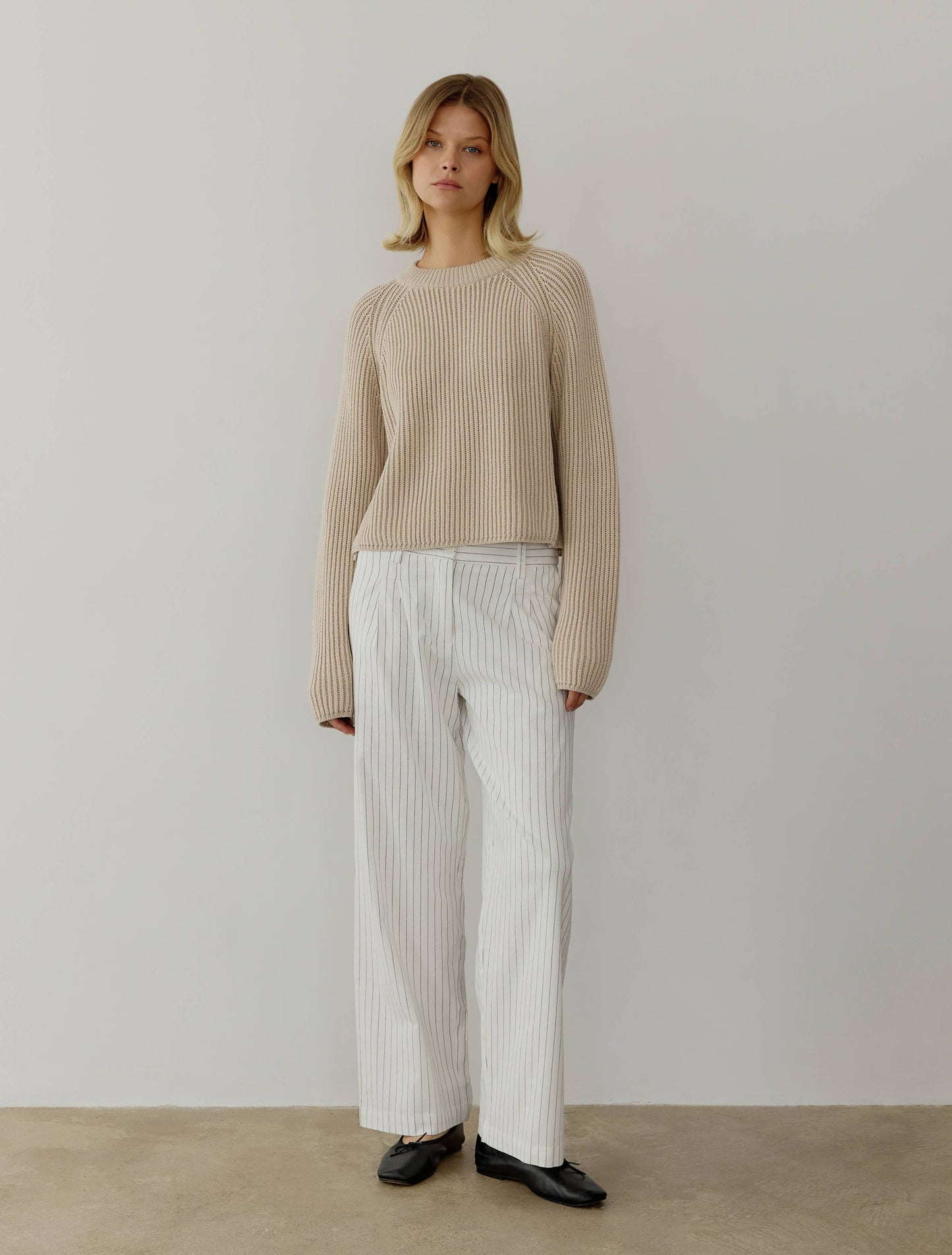 Devin Two Tone Cropped Ribbed Sweater