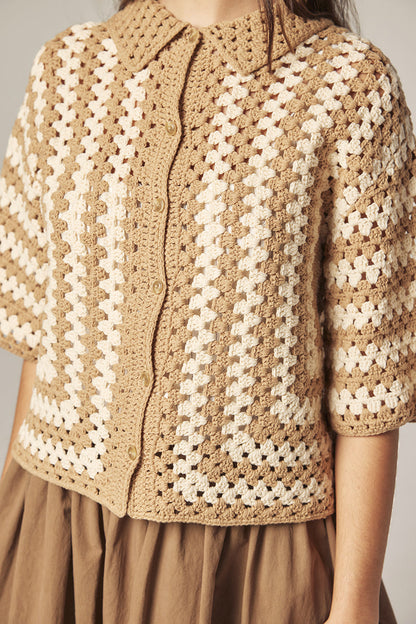 Hand Crocheted Collar Shirt