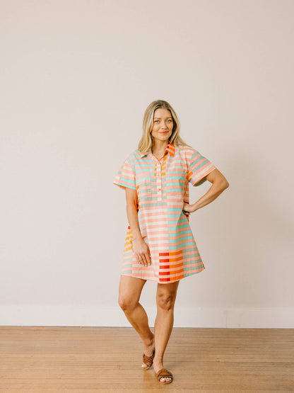 Apricot Stripe Mini Dress by Sunshine Tienda