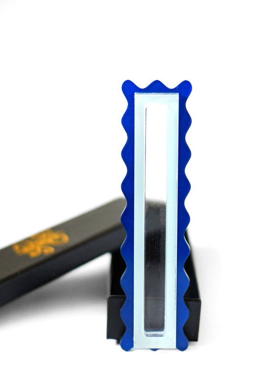 Blue Monochrome Scalloped Mezuzah