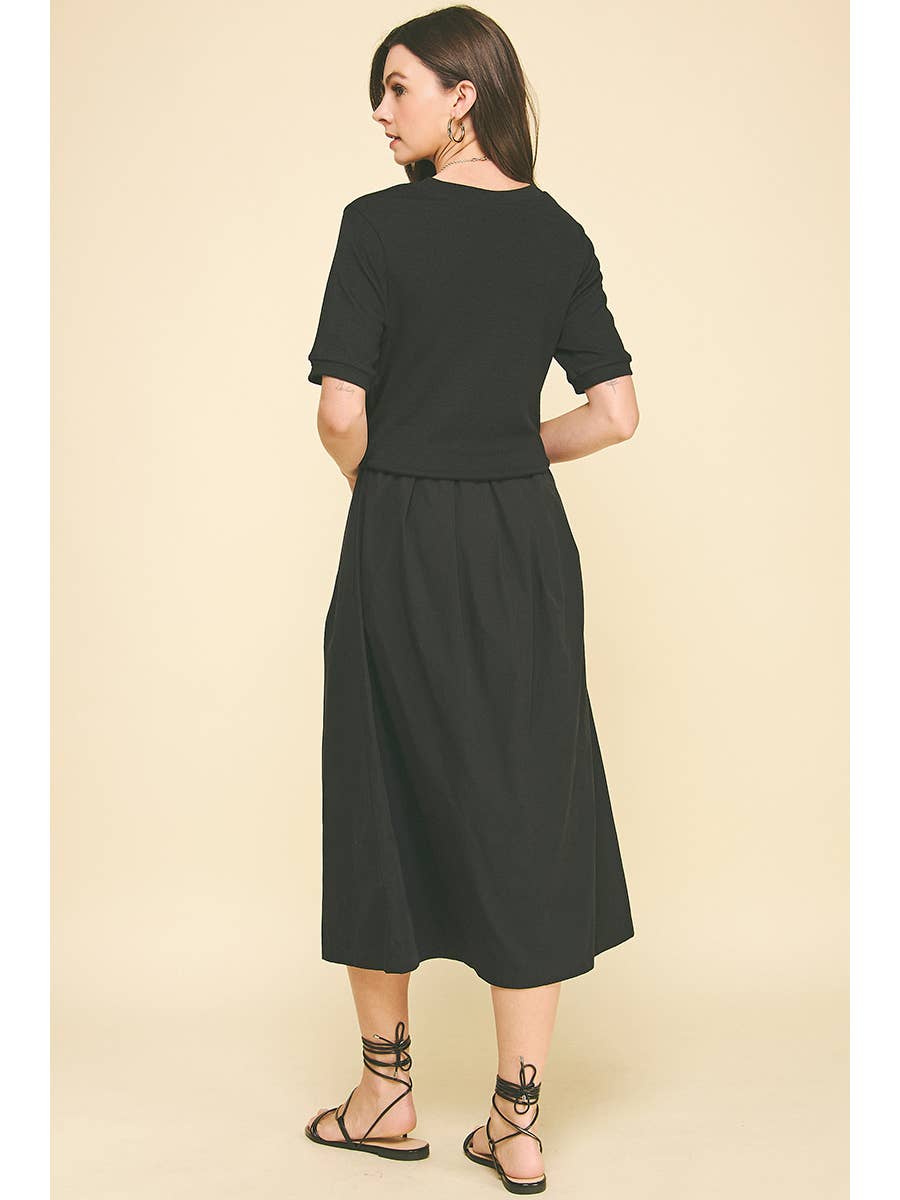 Contrast Short Sleeve Dress