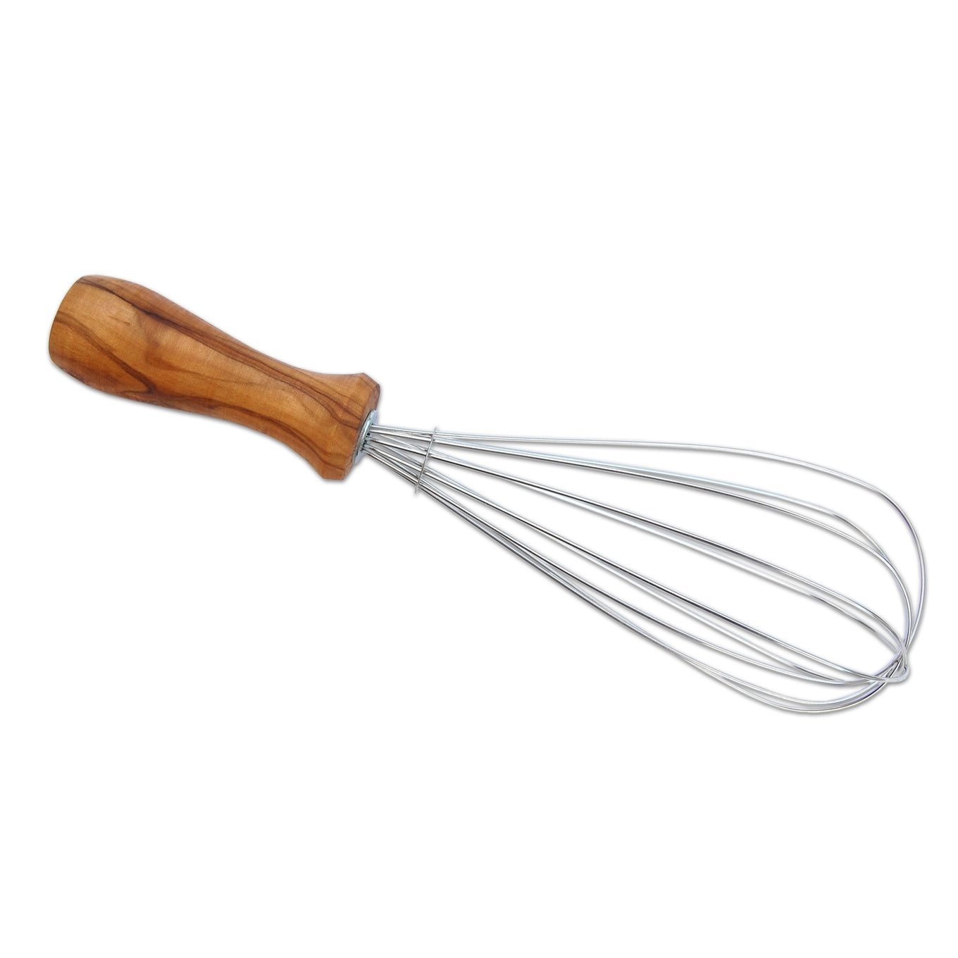 Olive Wood Steel Whisk