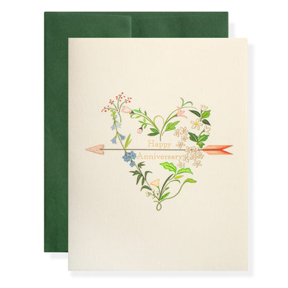 Floral Anniversary Heart Greeting Card