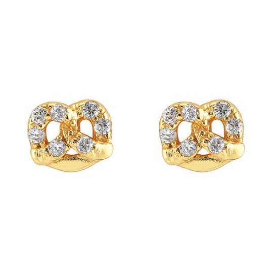 Tiny Pretzel Crystal Stud Earrings