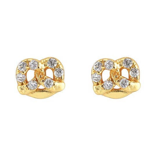 Tiny Pretzel Crystal Stud Earrings