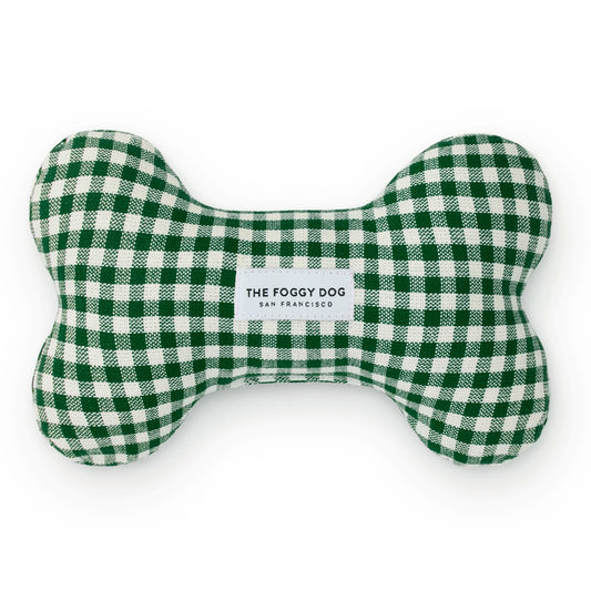 Evergreen Gingham Dog Squeaky Toy