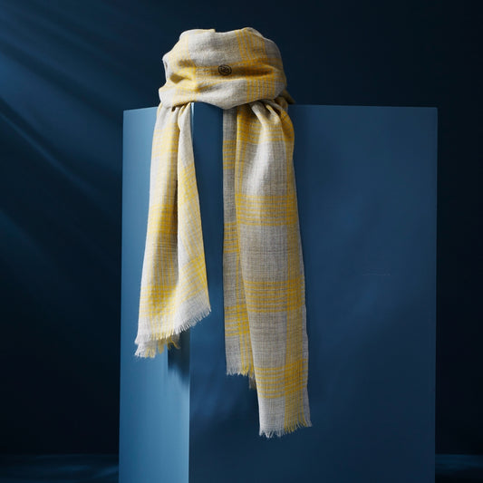 Skye Gray Yellow Plaid Scarf