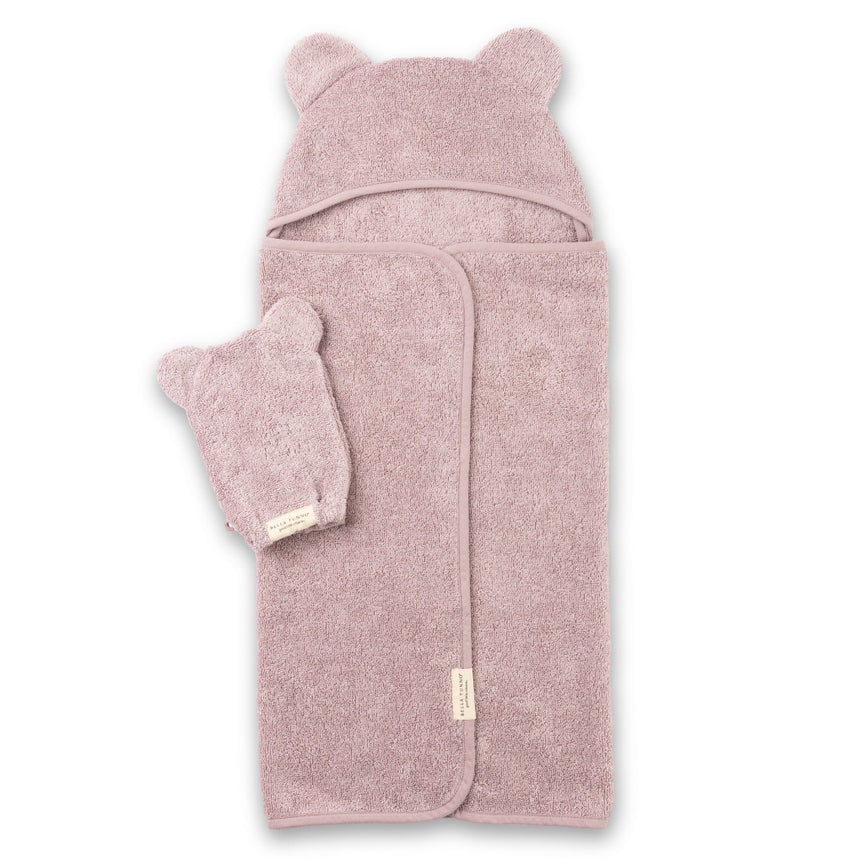 Orchid Purple Hooded Towel and Wash Mitt