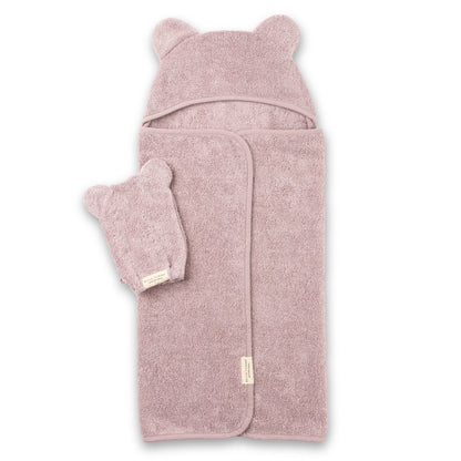 Orchid Purple Hooded Towel and Wash Mitt