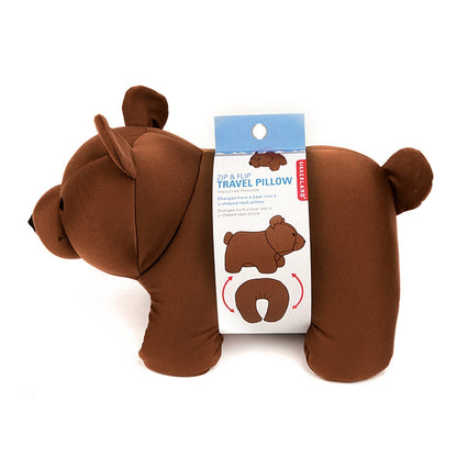 Zip and Flip Bear Travel Pillow