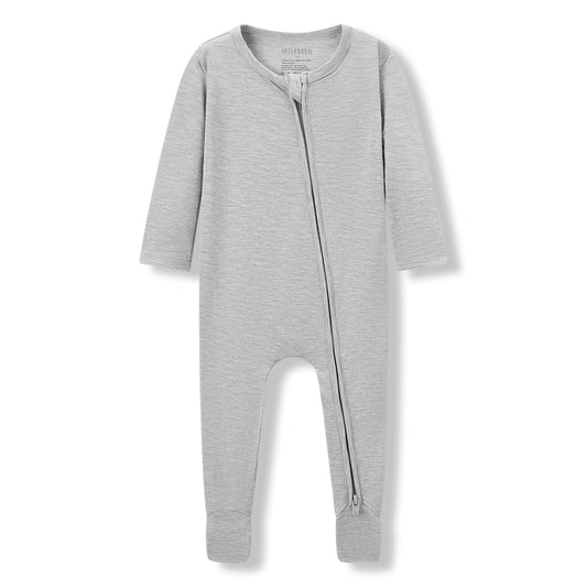 Grey Luxe Solid Zipper Footed Romper