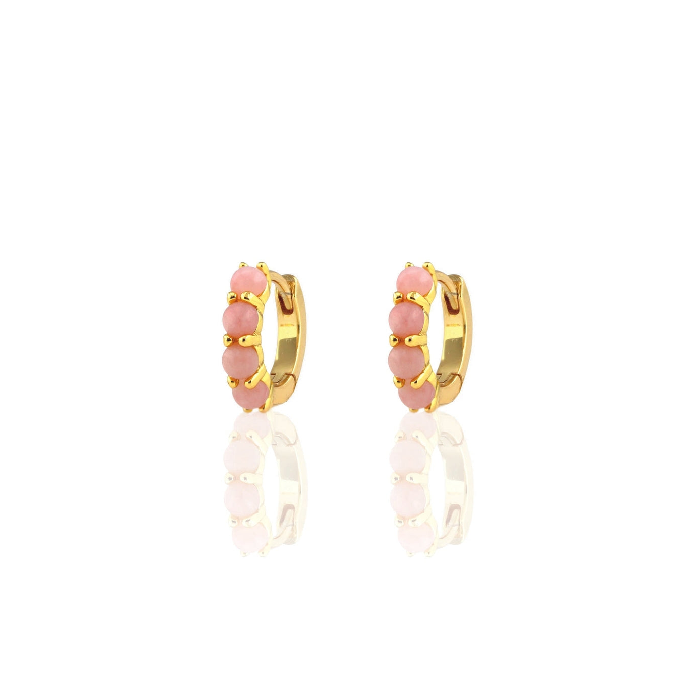 Pink Opal Huggie Hoop Earrings