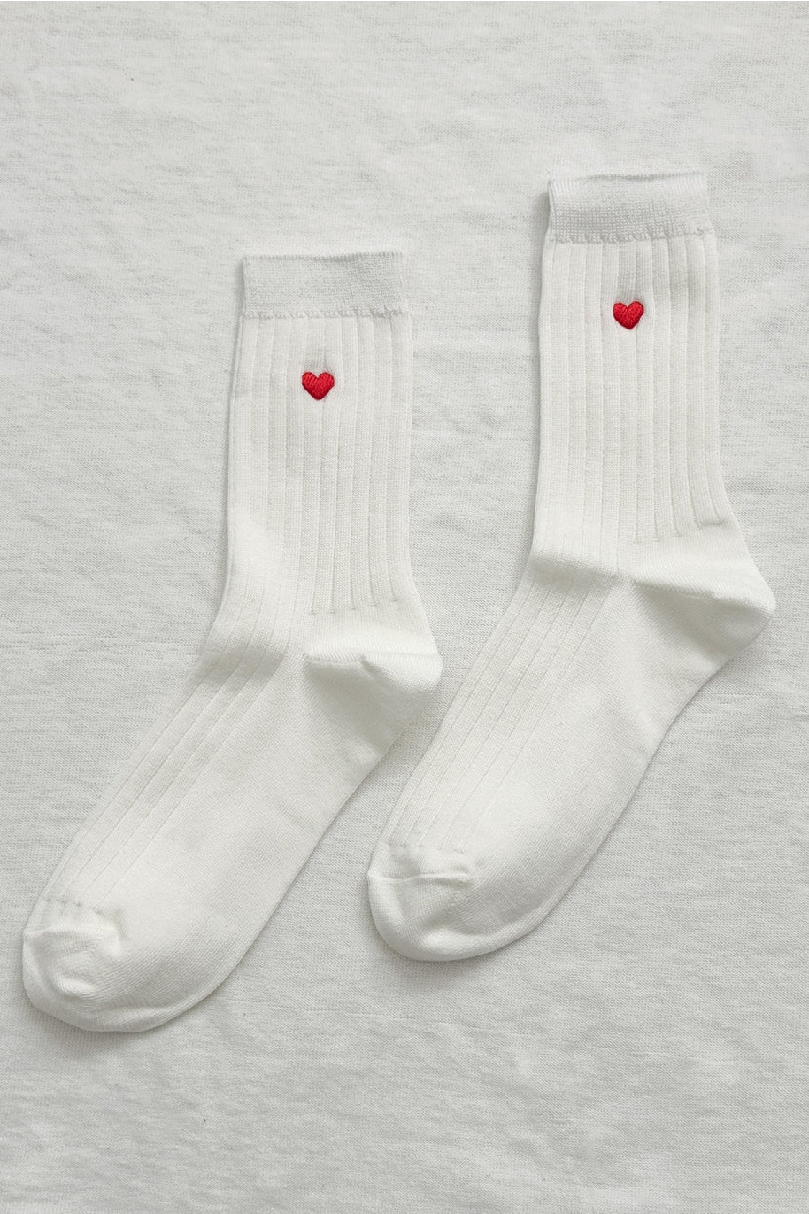 Heart Embroidered Her Socks