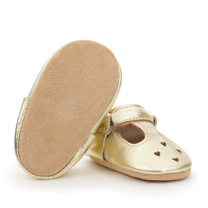 Gold Mary Jane Baby Moccasins