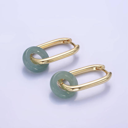 Jade Donut Oblong Hoop Earrings