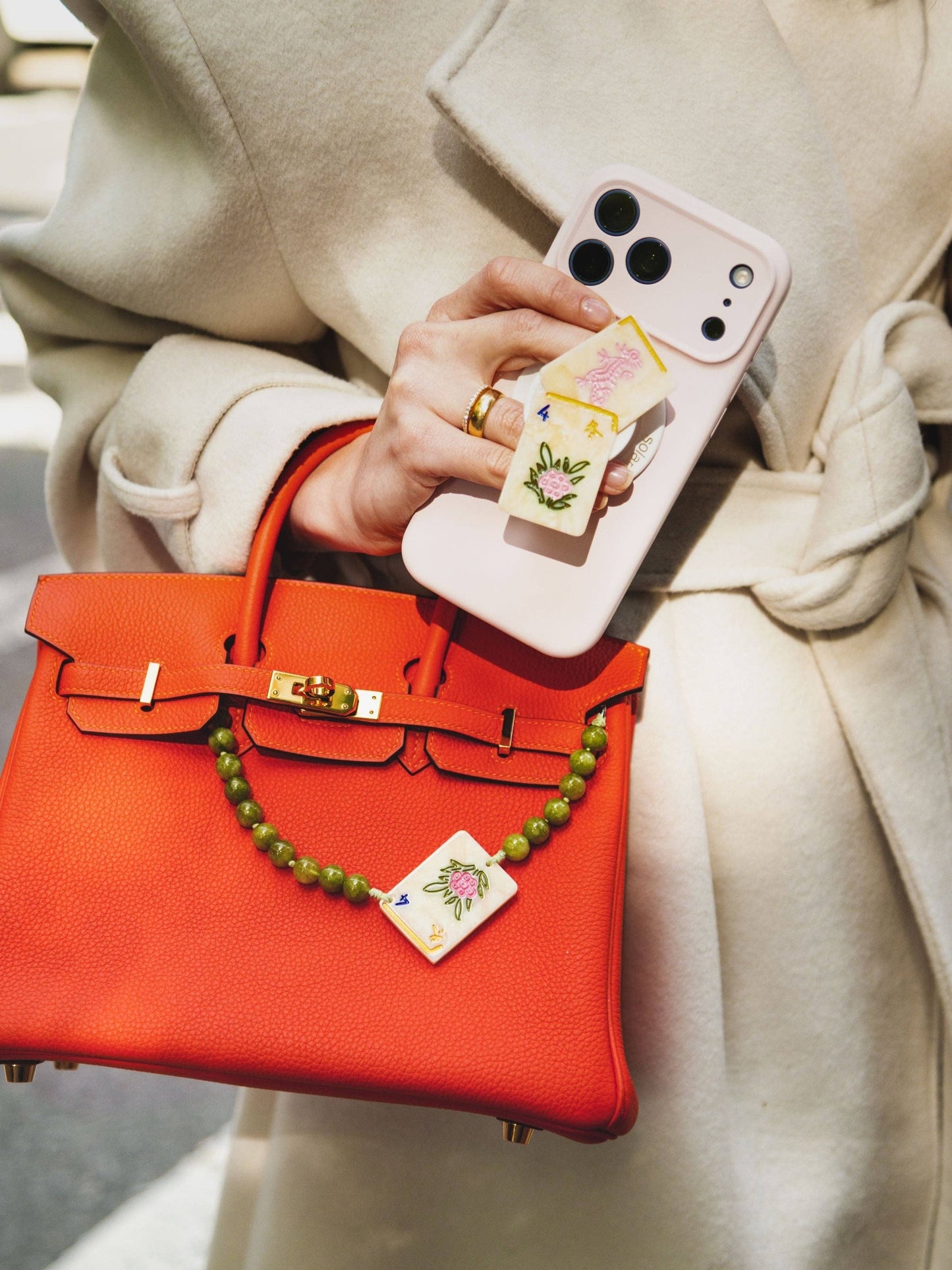 Flower Mahjong Bracelet Phone Chain