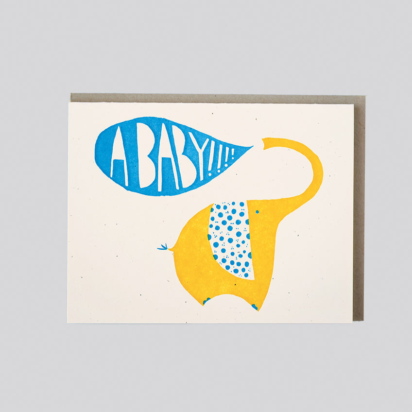 Blue Elephant Baby Card