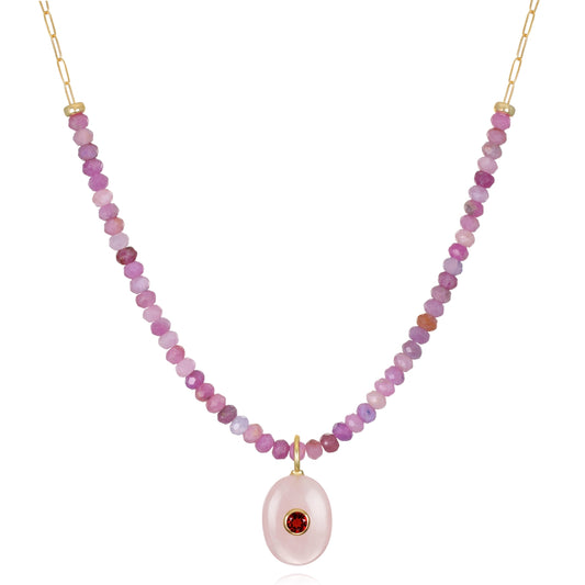 Beaded Oval Paperclip Necklace