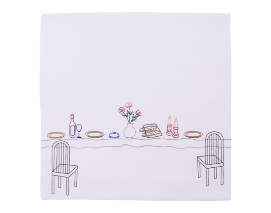 Stitched Shabbat Icons Challah Cover
