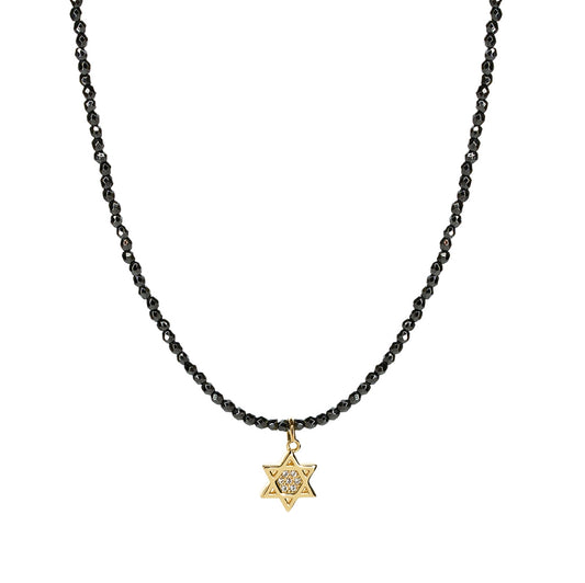 Pave Star of David Natural Stone Necklace