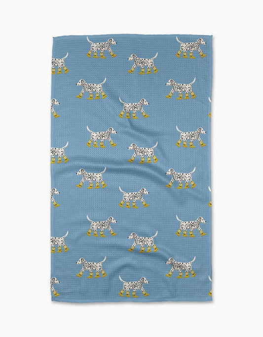 Dalmatian in Boots Blue Tea Towel