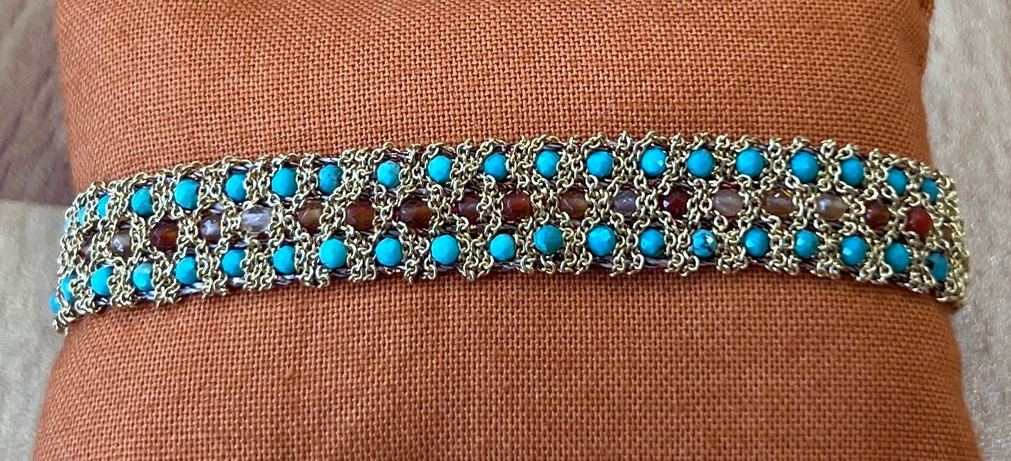 Muamara Star Mini Agate Orange/Turquoise Bracelet