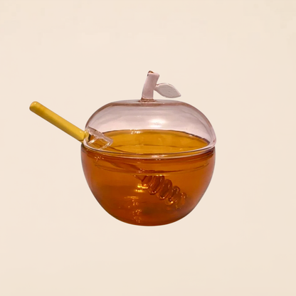 Glass Apple Honey Dish