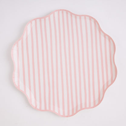 Pink and White Petite Stripe Plates