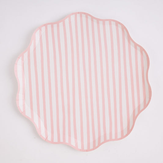 Pink and White Petite Stripe Plates