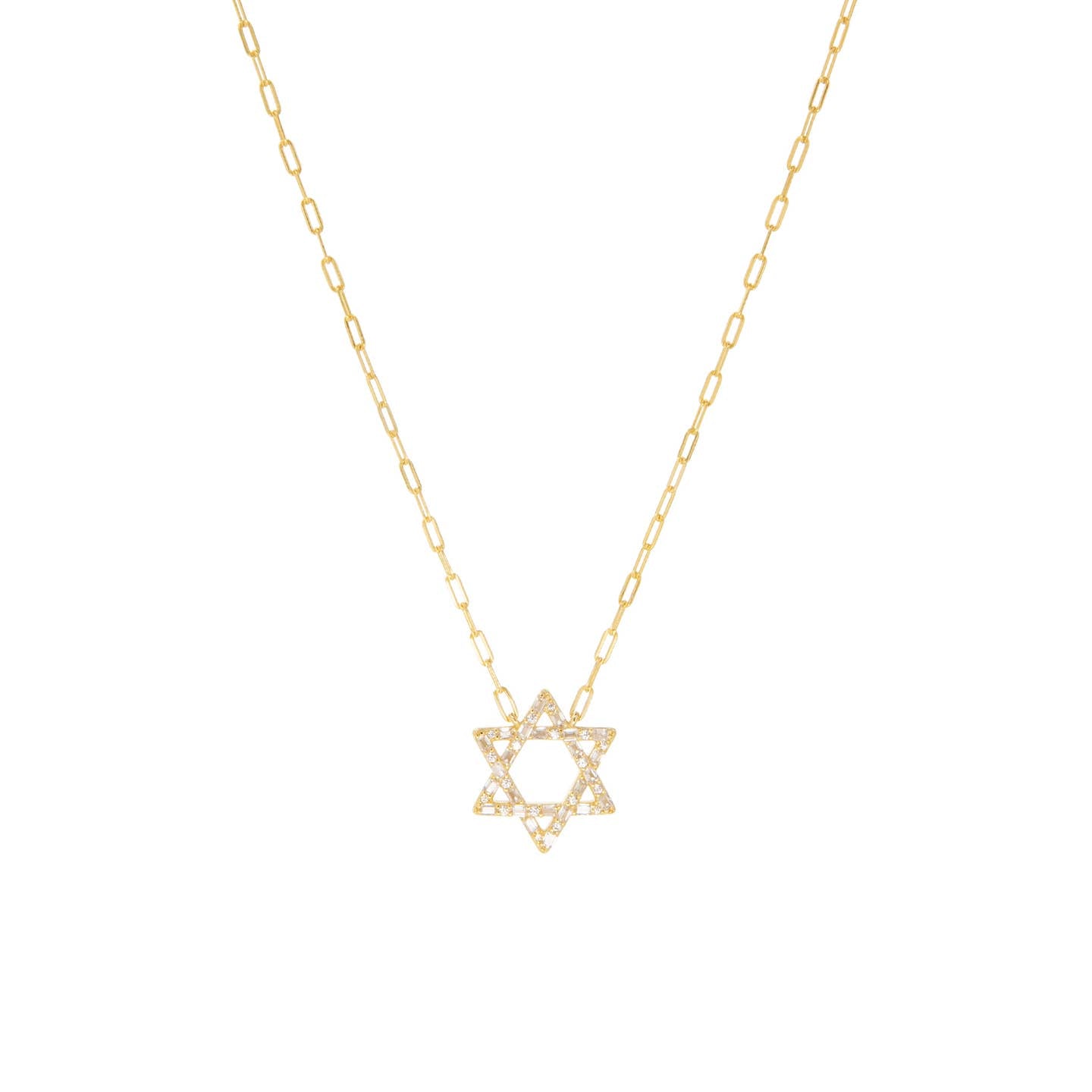 Star of David Paperclip Chain Necklace