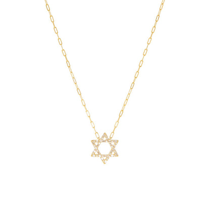 Star of David Paperclip Chain Necklace