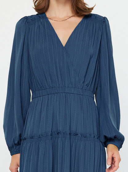 Surplice Tiered Midi Dress