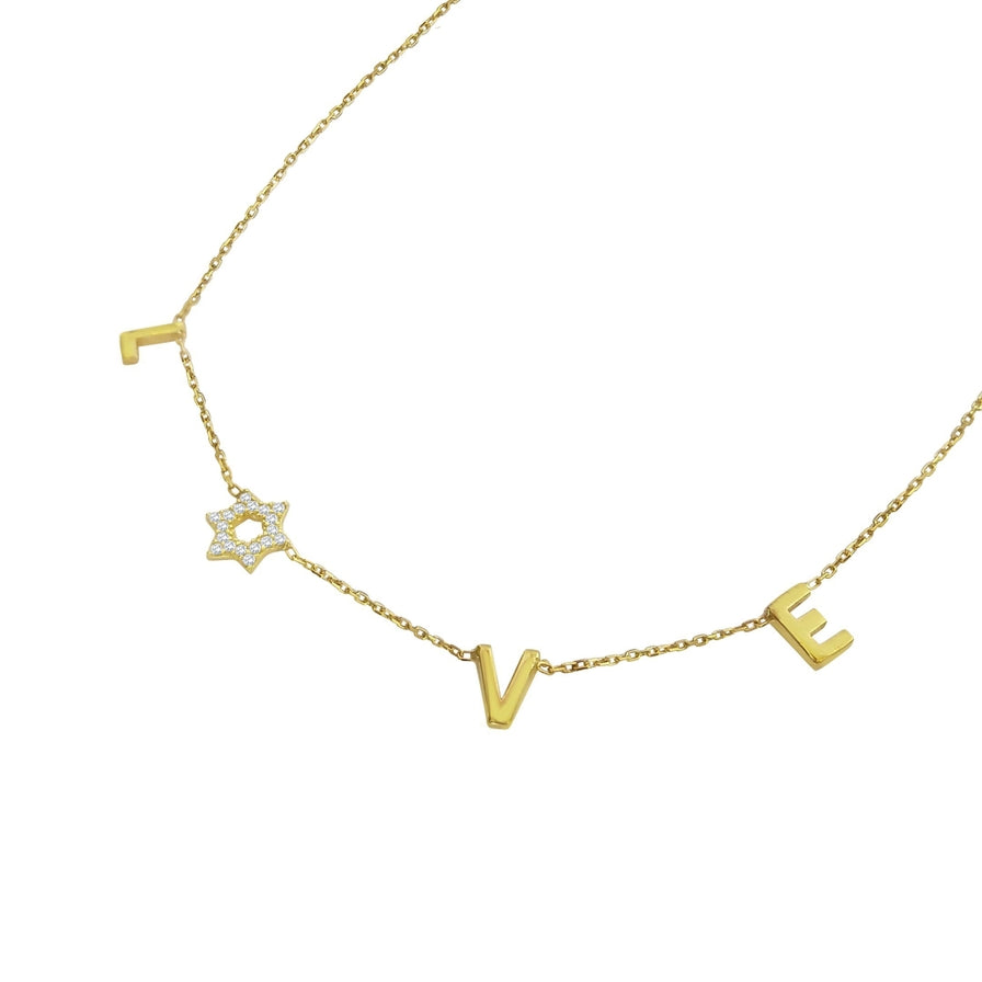 Jewish Star Love Necklace with Diamonds