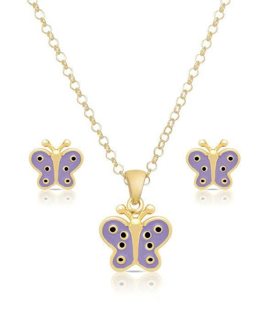 Butterfly Stud Earrings and Necklace